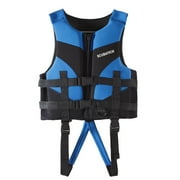 Gelikeya Kids Life Jackets Swim Vest for Toddlers Solid Color Floaties Adjustable Safety Strap Buoyancy Trainer Swimsuit for Boys Girls 50-90 lbs Blue 6-7 Years